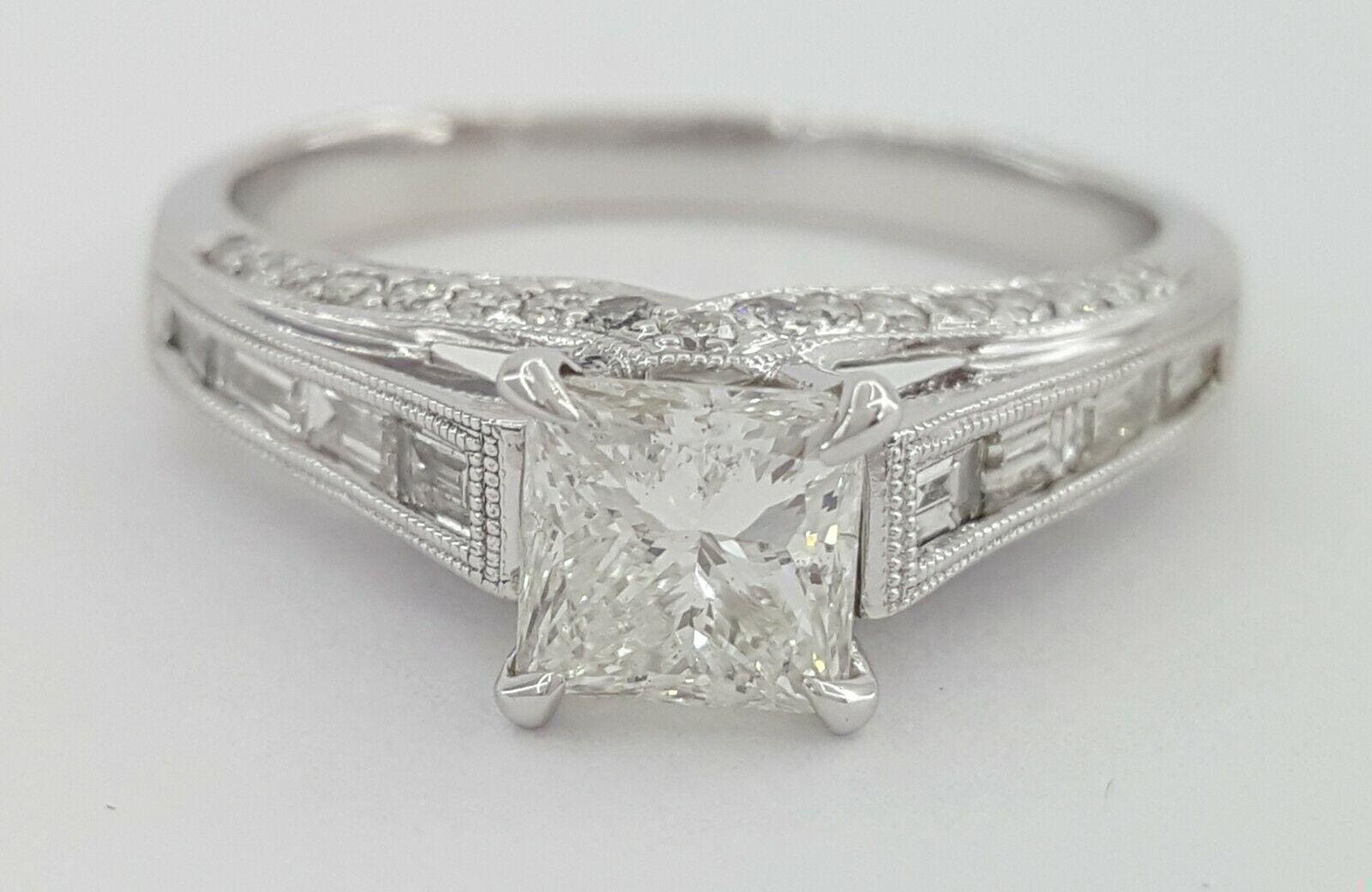 Princess Diamond Engagement Ring 1.67 ct 14K White Gold H/SI2 Retail 9,395