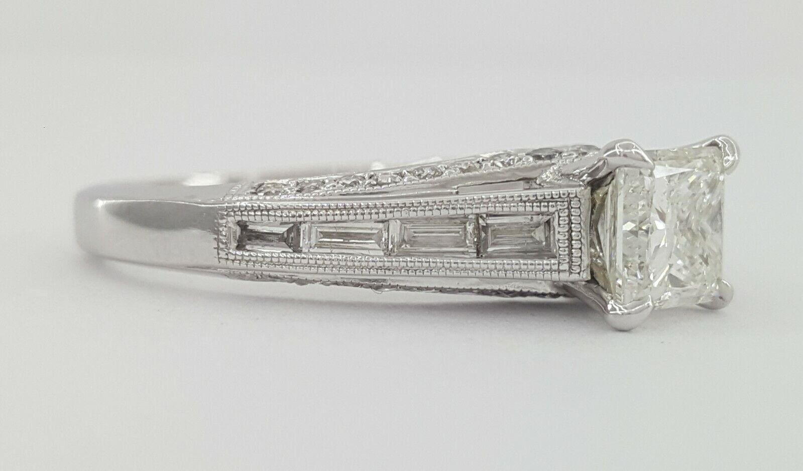 Princess Diamond Engagement Ring 1.67 ct 14K White Gold H/SI2 Retail 9,395