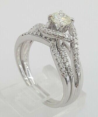 Round Diamond Crossover Twisted 14K Engagement Wedding Ring Set 1.10 ct RTL 4K