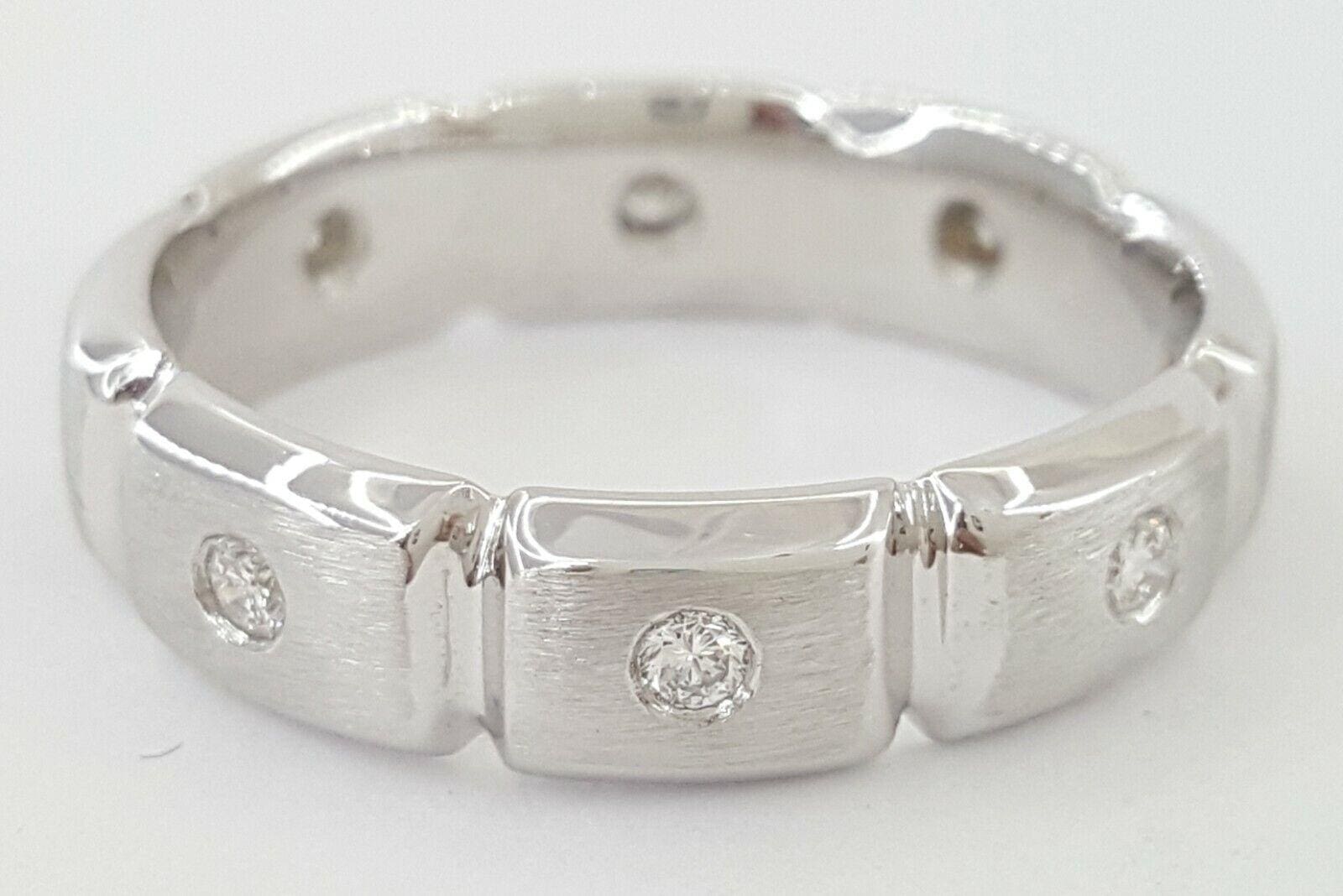 0.25 ct Men's 14k White Gold Round Cut Diamond Wedding Band 7.8g 6mm Size 10.5