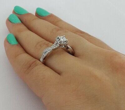 True Romance 0.70 ct 14K Princess Cut Crossover Halo Engagement Ring Rtl 3,000