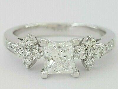 Princess Cut Diamond Engagement Ring 1.30 ct 18K White Gold D/VS2 Rtl 10,000