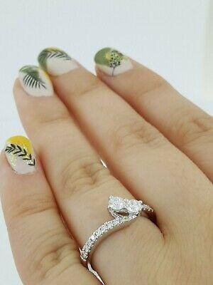 Ever Us Two Stone 0.5 ct 14K White Gold Round Cut Diamond Engagement Ring