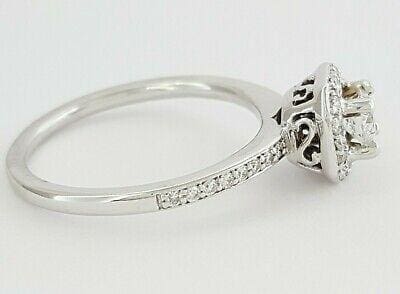 0.5 ct 14K White Gold Round Brilliant Cut Diamond Halo Engagement Ring