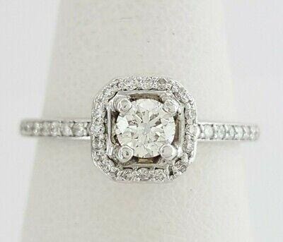 0.5 ct 14K White Gold Round Brilliant Cut Diamond Halo Engagement Ring