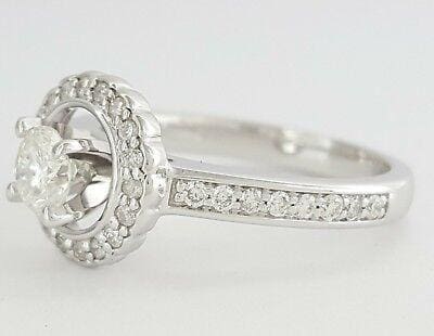 0.73 ct 14K Gold Round Brilliant Cut Diamond Halo Engagement Ring