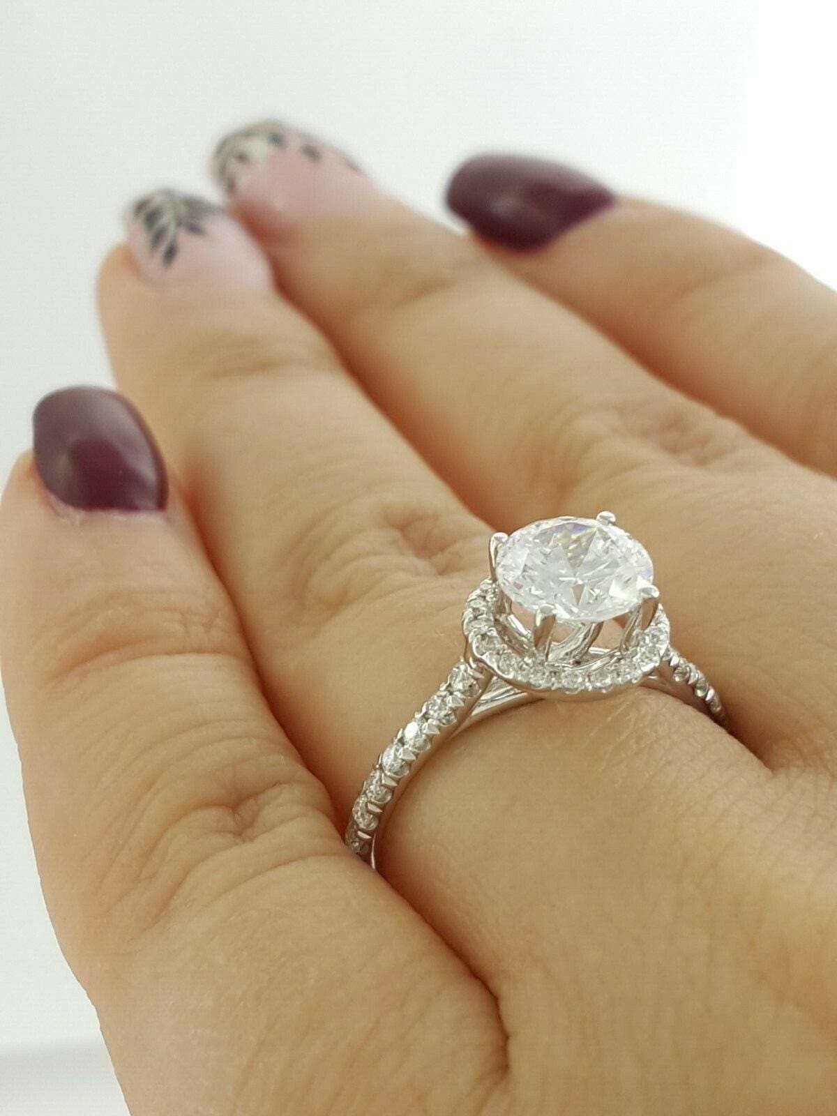 Uneek USM08RD-7RD Halo 14K White Gold Semi-Mount 0.37 ct Engagement Ring