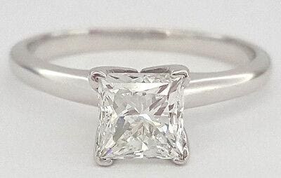 Princess Cut Diamond Solitaire Engagement Ring 0.97 ct 14K White Gold IGI F/SI2