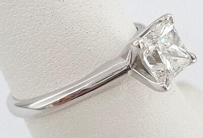 Princess Cut Diamond Solitaire Engagement Ring 0.97 ct 14K White Gold IGI F/SI2