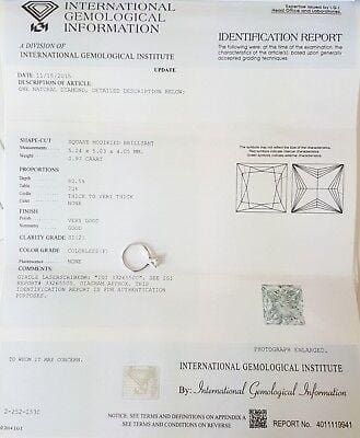 Princess Cut Diamond Solitaire Engagement Ring 0.97 ct 14K White Gold IGI F/SI2
