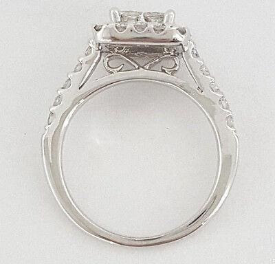 0.92 ct 14K White Gold Invisible Princess Cut Diamond Halo Engagement Ring