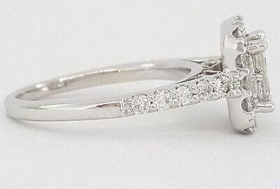 0.92 ct 14K White Gold Invisible Princess Cut Diamond Halo Engagement Ring