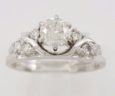 Round Cut Diamond Engagement Ring Set 0.64 ct 14k White Gold EGL Rtl 3,465
