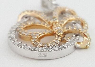 Round Cut Diamond Butterfly Pendant 0.92 ct 14k White & Rose Gold 3.7 Grams
