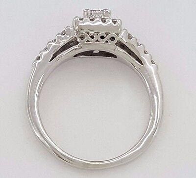 0.75 ct 14K White Gold Princess Cut Diamond Halo Engagement Ring