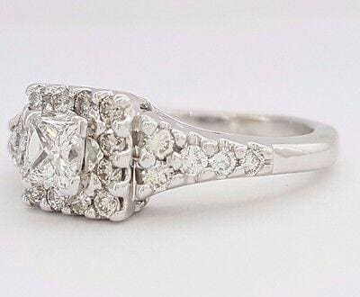 0.75 ct 14K White Gold Princess Cut Diamond Halo Engagement Ring