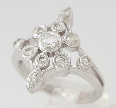 Round & Marquise Diamond Anniversary Statement Ring 0.50 ct 14K White Gold