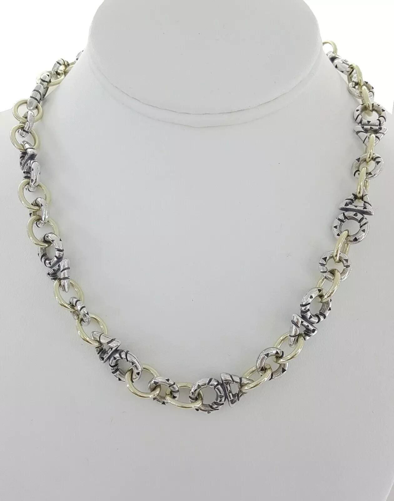John Atencio Paradox Link Necklace Silver & 14K Yellow Gold 72.2 Grams 17.5"
