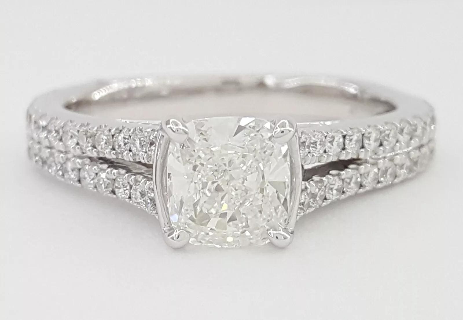 Cushion Brilliant Cut Diamond Split Shank Engagement Ring 1.01 ct Retail 6500