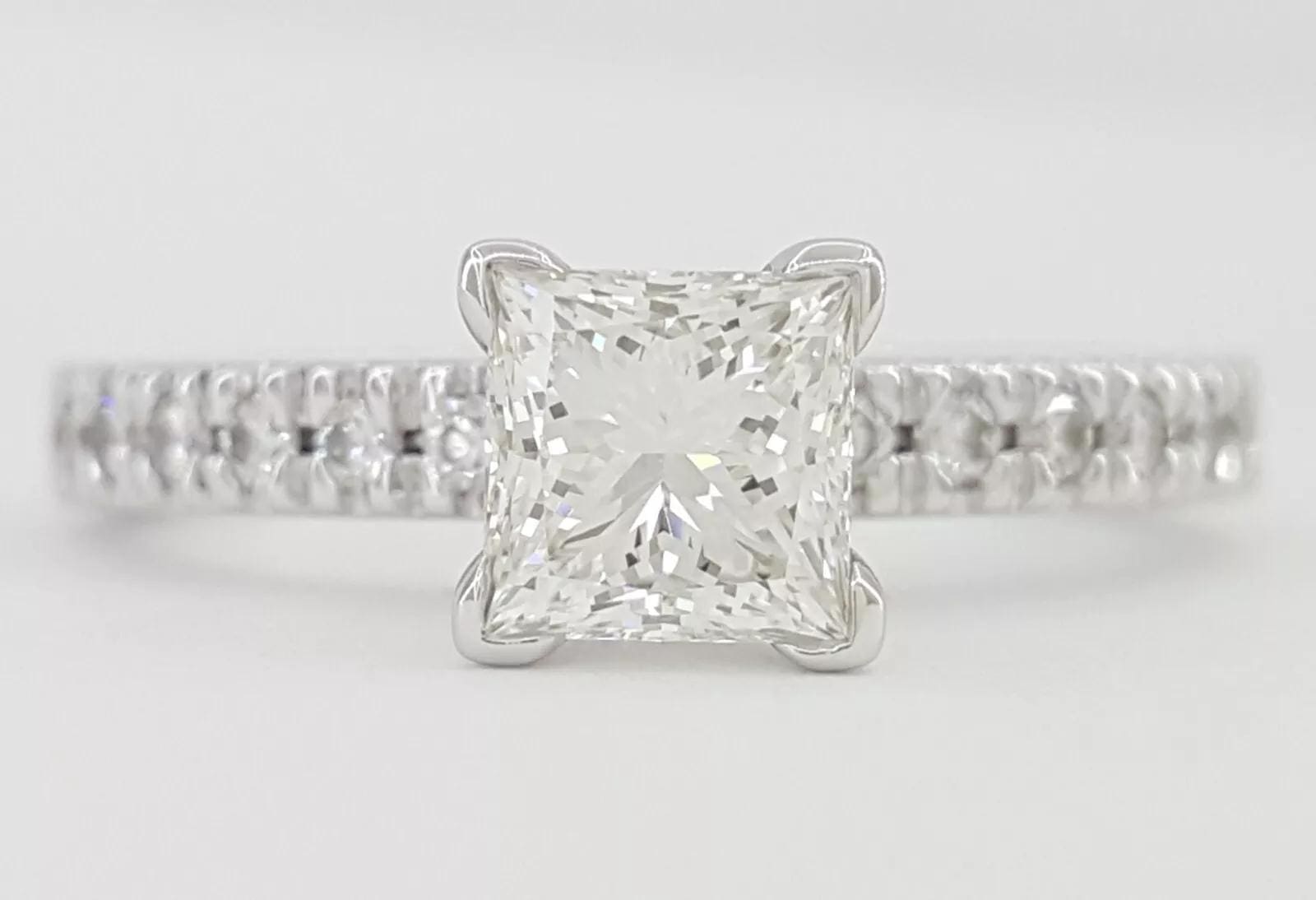 Princess Brilliant Cut Diamond Engagement Ring 1.26 ct 14K White Gold Rtl 6,495