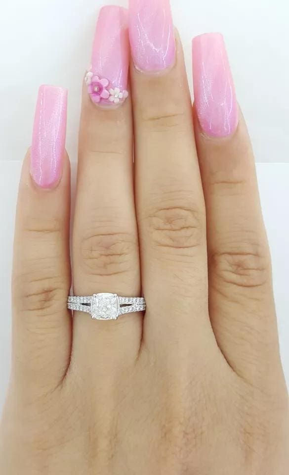 Cushion Brilliant Cut Diamond Split Shank Engagement Ring 1.01 ct Retail 6500