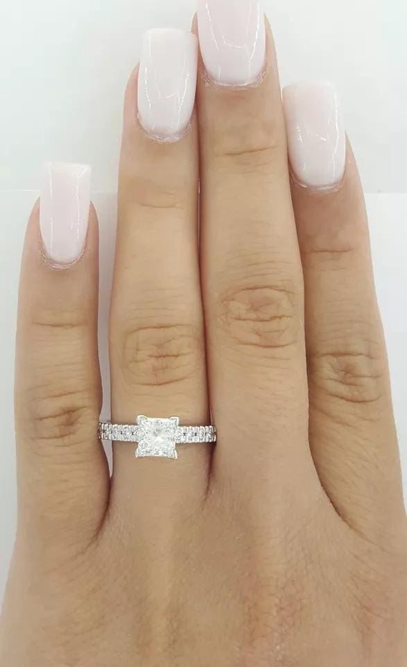 Princess Brilliant Cut Diamond Engagement Ring 1.26 ct 14K White Gold Rtl 6,495