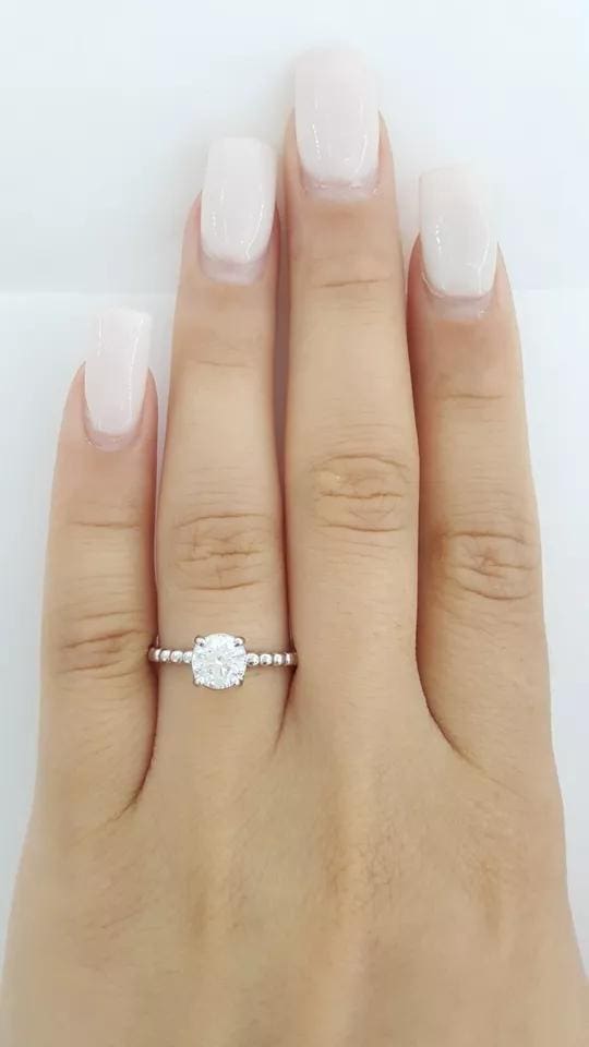 Ritani Natural Round Diamond Solitaire Engagement Ring 0.82ct 18k White Gold 7K