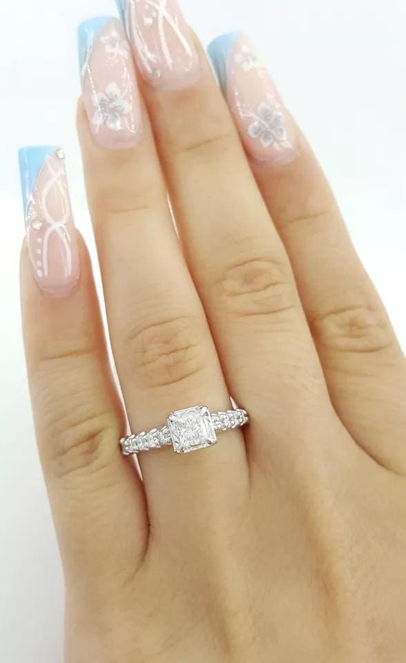 Princess Brilliant Cut Diamond Engagement Ring 14k White Gold 0.79 ct Rtl 2,995