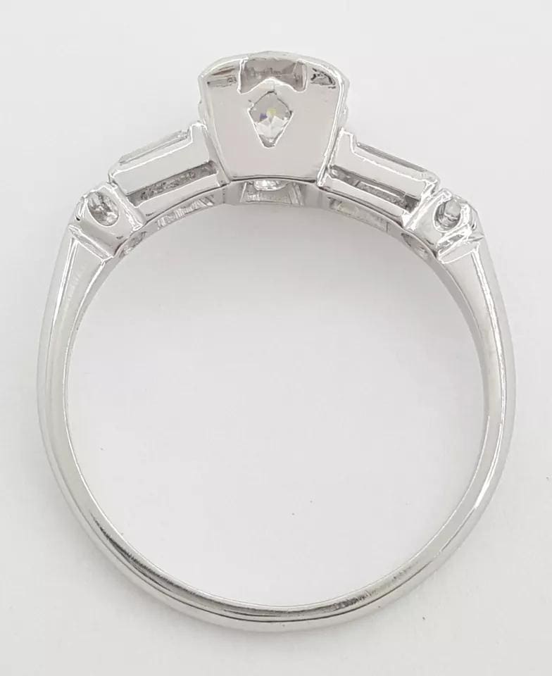 Vintage Old European Cut Diamond Three Stone Engagement Ring Platinum 0.95 ct
