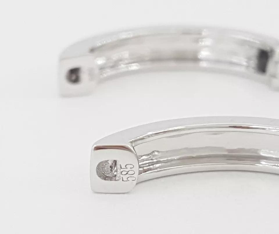 Princess Cut Diamond Hugger Hoop Earrings 15.2 mm 1 ct 14K White Gold