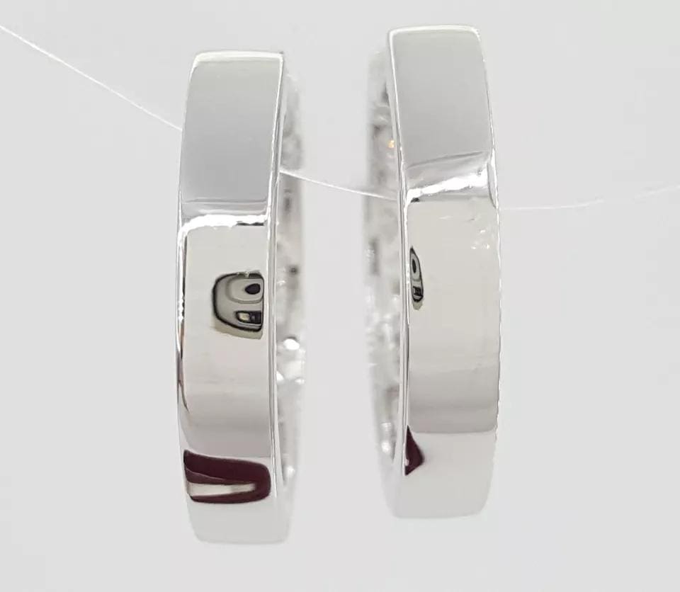 Princess Cut Diamond Hugger Hoop Earrings 15.2 mm 1 ct 14K White Gold
