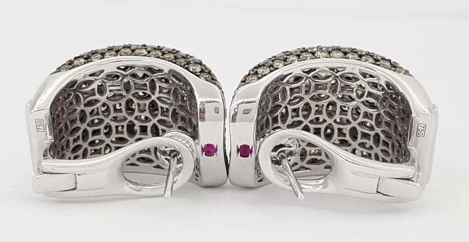 Roberto Coin Fantasia Pave Diamond Earrings 10.82 ct 27.4 Grams 18K WG X-Large