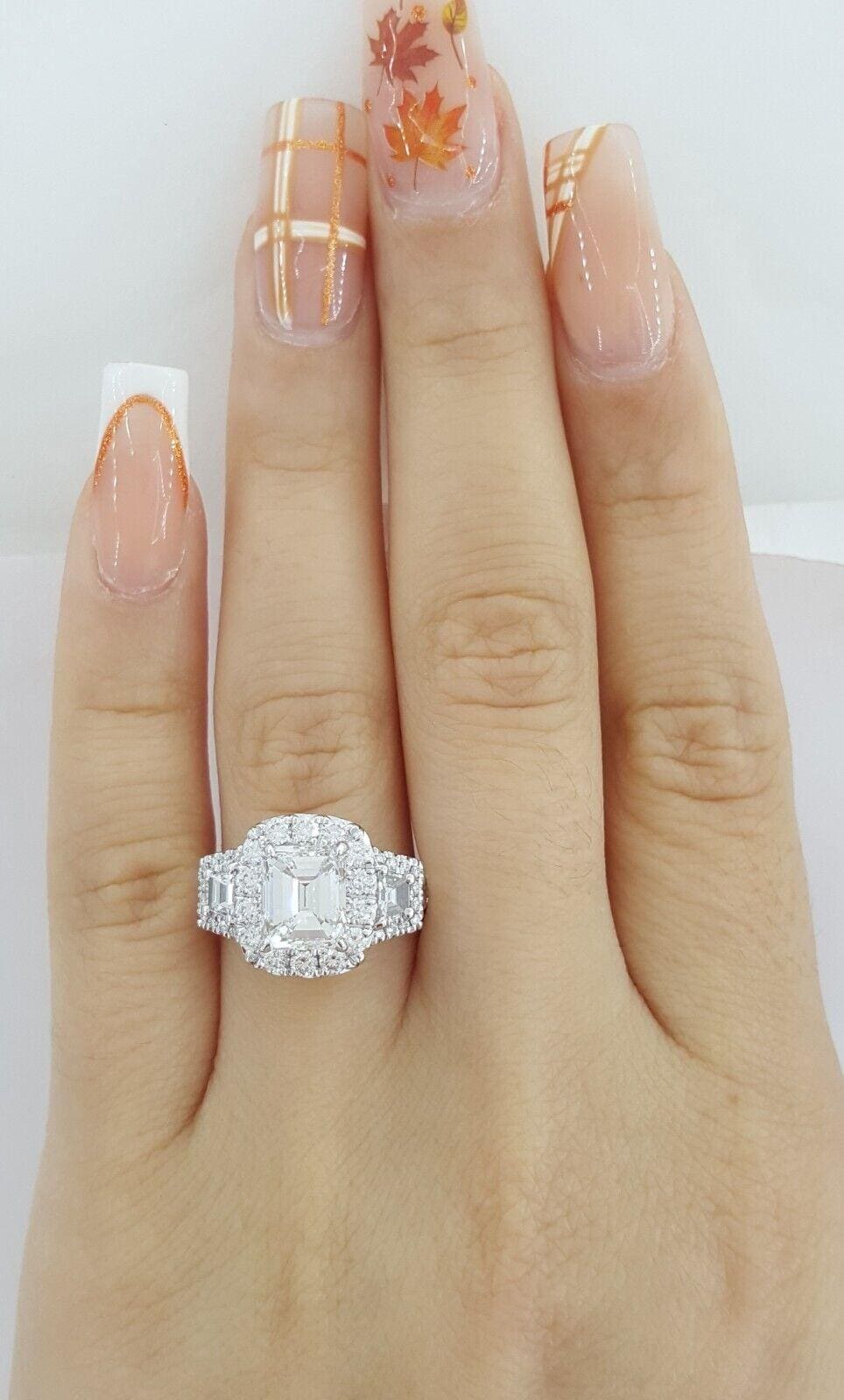 Henri Daussi Emerald Cut Diamond 3.6 ct Halo 3-Stone Engagement Ring Rtl $45.5K