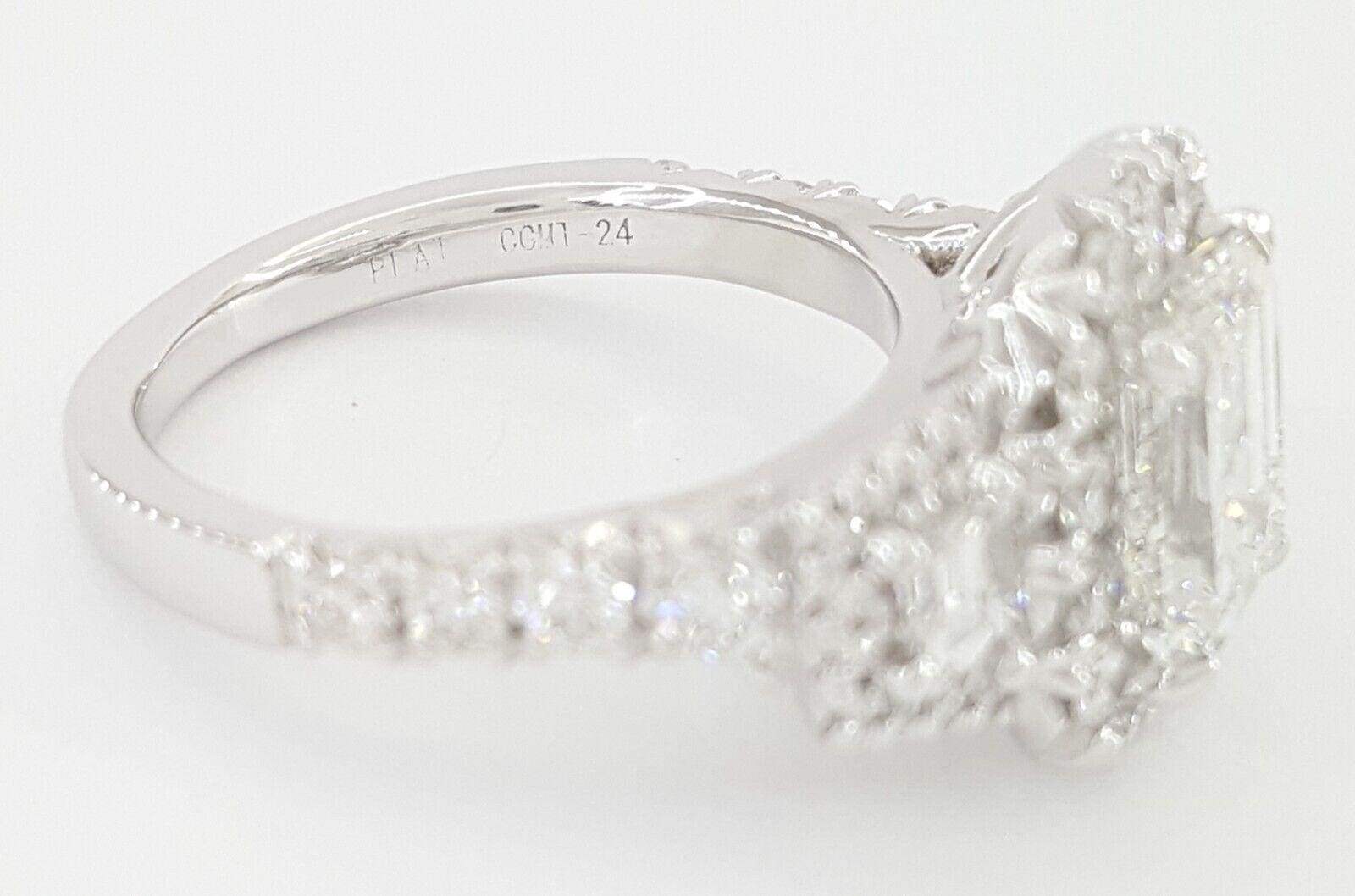 Henri Daussi Emerald Cut Diamond 3.6 ct Halo 3-Stone Engagement Ring Rtl $45.5K