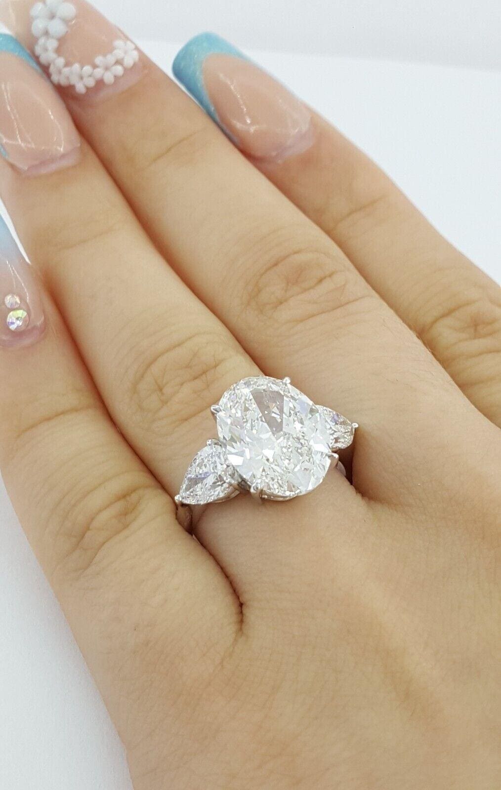 Oval & Pear Brilliant Diamond 6.55 ct Platinum Engagement Ring G/VS2 Rtl $300K