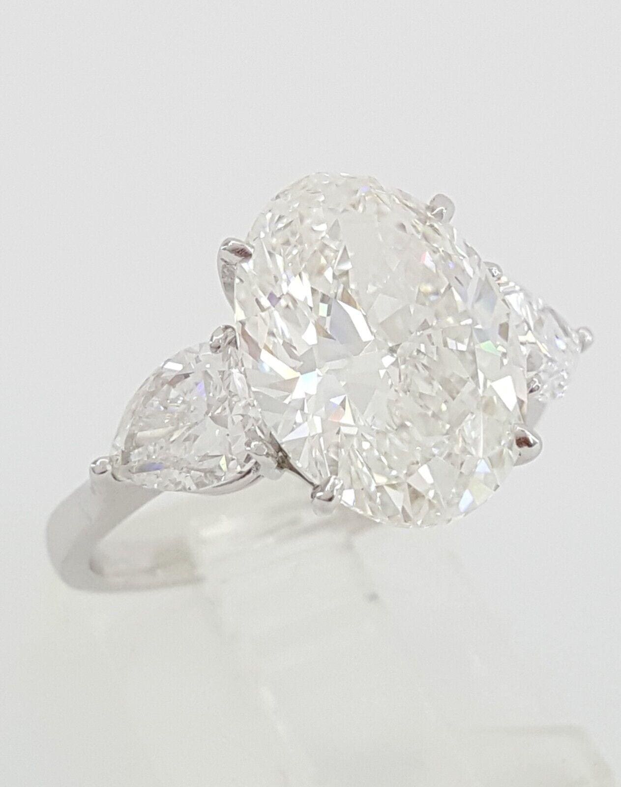 Oval & Pear Brilliant Diamond 6.55 ct Platinum Engagement Ring G/VS2 Rtl $300K