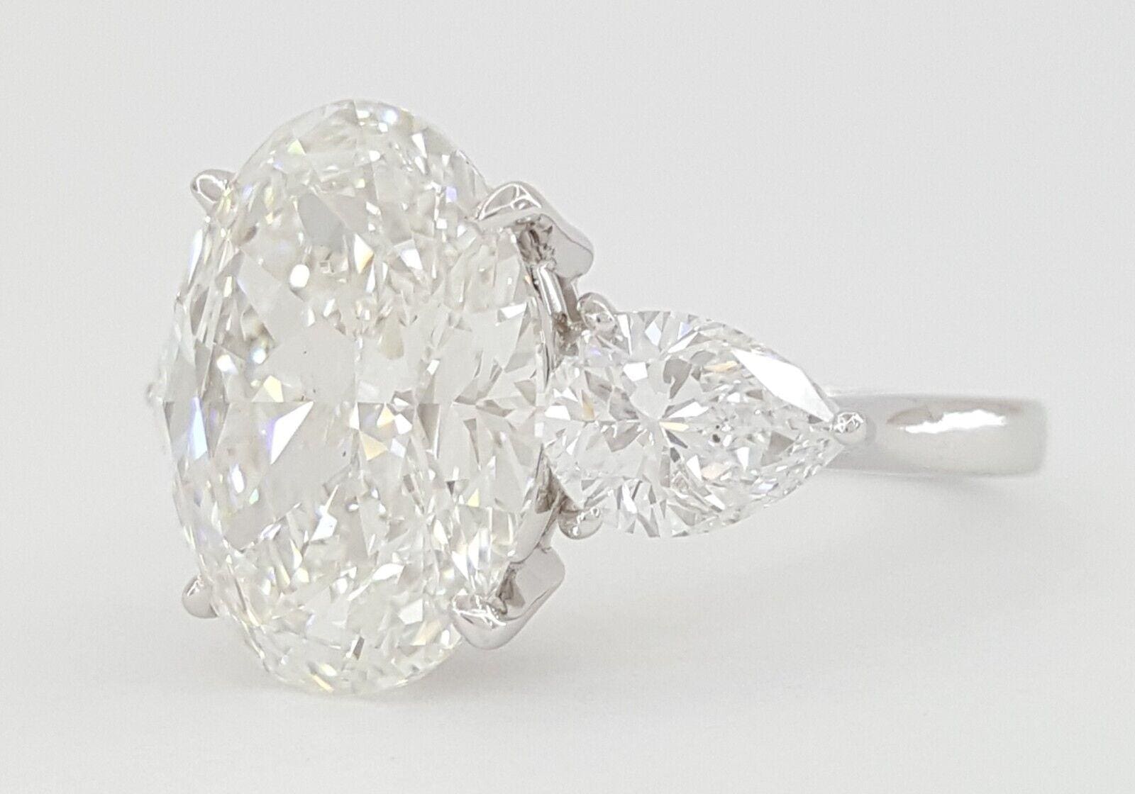 Oval & Pear Brilliant Diamond 6.55 ct Platinum Engagement Ring G/VS2 Rtl $300K