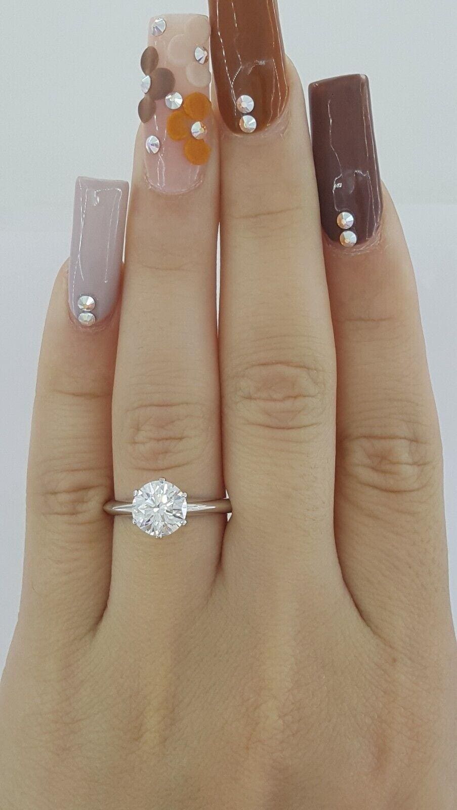 Tiffany & Co 1.58 ct Round Diamond Platinum Solitaire Engagement Ring E/VVS1