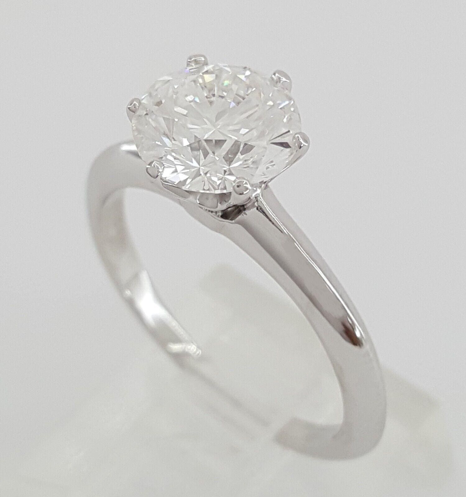 Tiffany & Co 1.58 ct Round Diamond Platinum Solitaire Engagement Ring E/VVS1