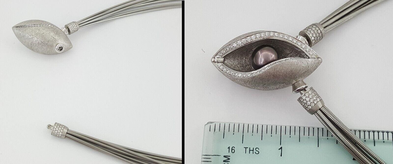 Jörg Heinz Mystery Sphere 1.6 ct Diamond 10mm Tahitian Pearl Necklace