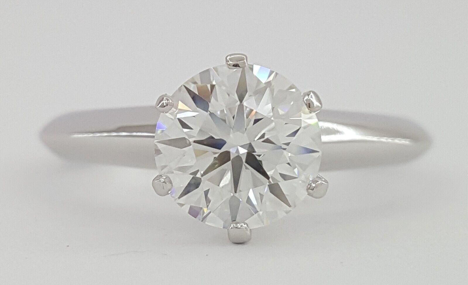 Tiffany & Co Platinum Round Diamond Solitaire Engagement Ring 1.09 ct 3EX $20K