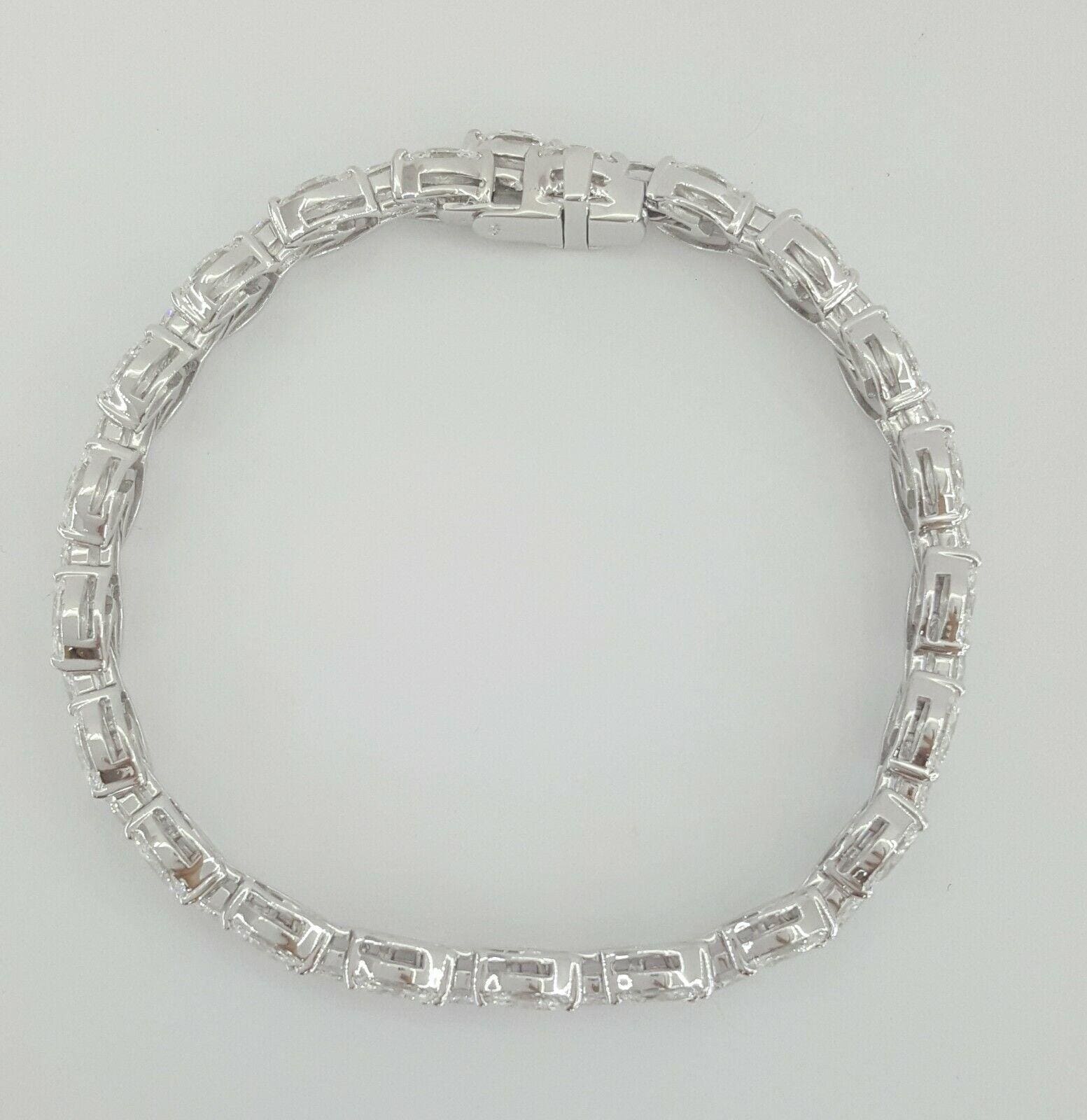 Marquise Cut Diamond Line Tennis Bracelet 7" 12 ct 18K White Gold Rtl $36K