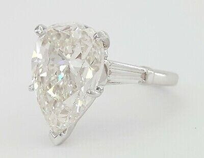 Pear & Baguette Diamond 6.69 ct Platinum Engagement Ring GIA Flawless Rtl $260k