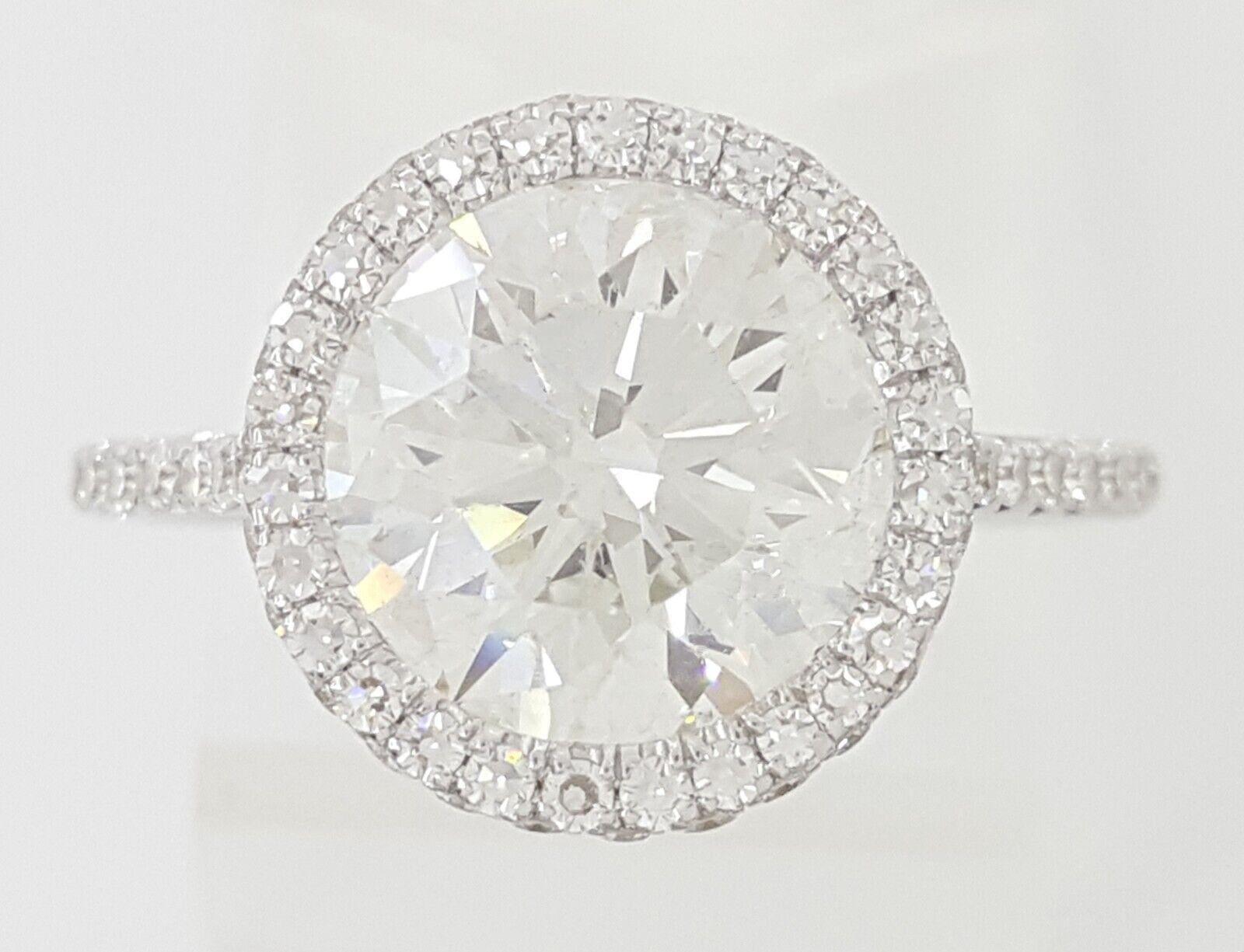 Round Diamond Halo Engagement Ring 2.91 ct 18 White Gold Rtl $34k