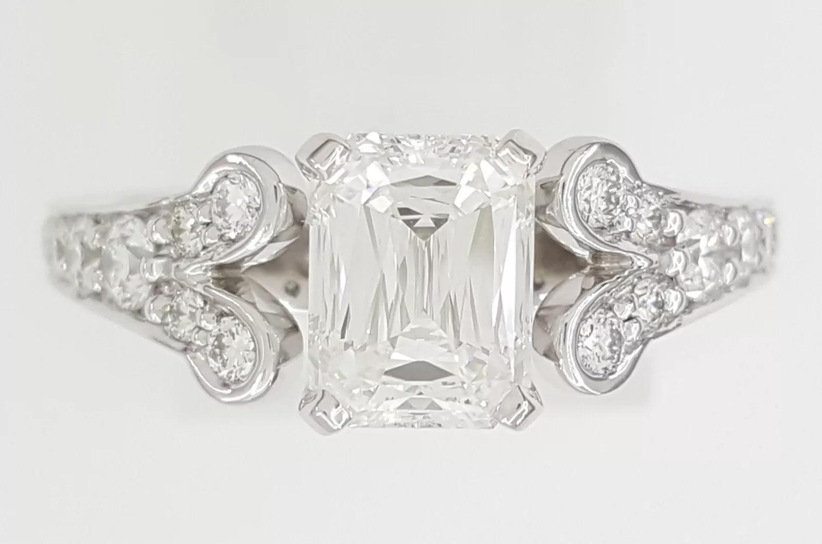 Rectangular Radiant Prince Cut Diamond Engagement Ring Platinum 1.99 ct Rtl 22K