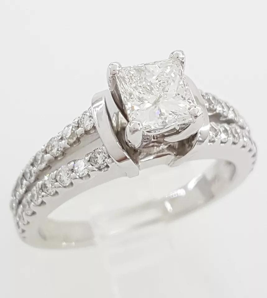 Princess Brilliant Cut Diamond Split Shank Engagement Ring 1.25 ct Retail 2,995