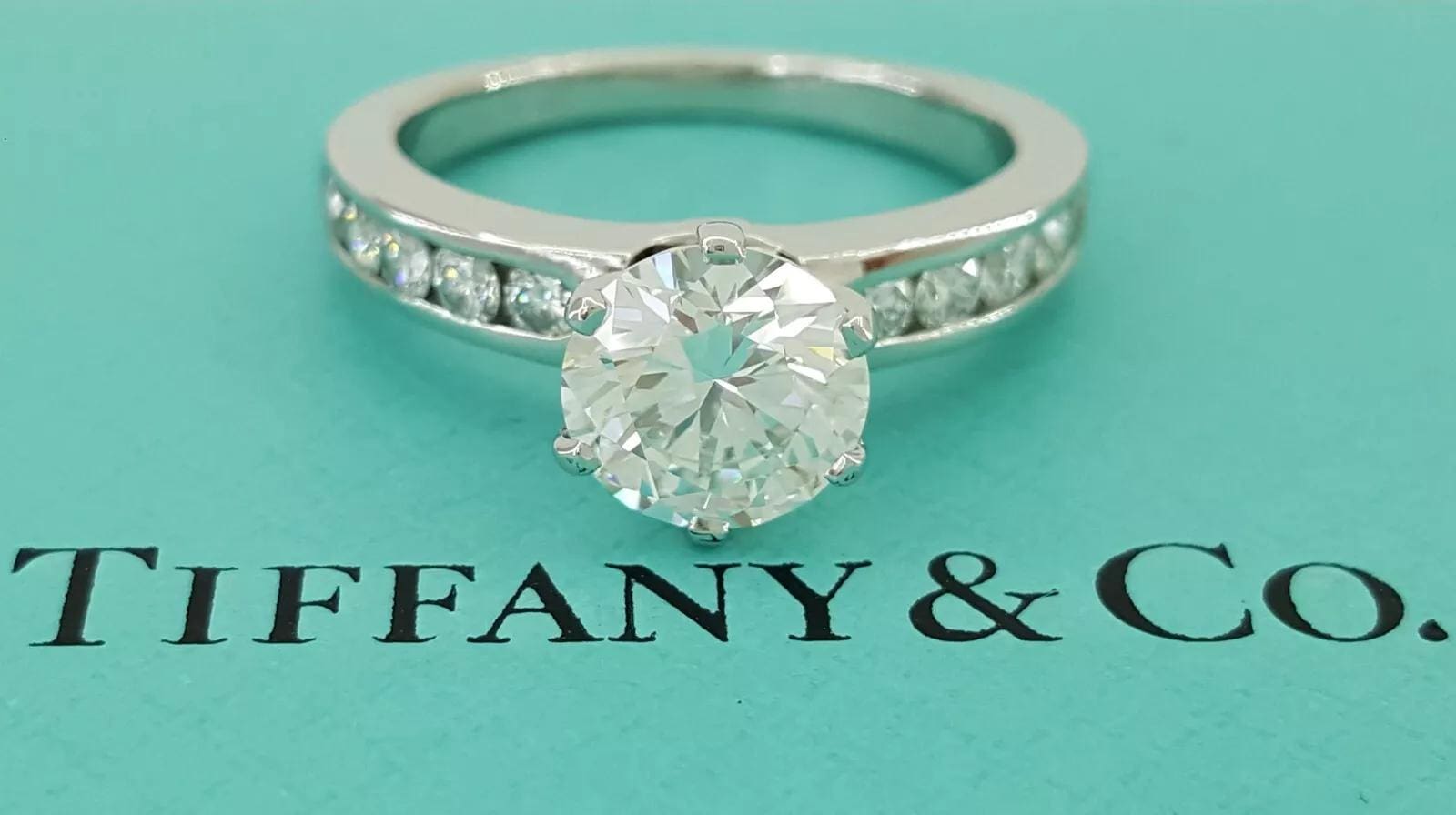 Tiffany & Co Channel-Set Diamond Engagement Ring 1.59 ct Platinum Retail $25,600