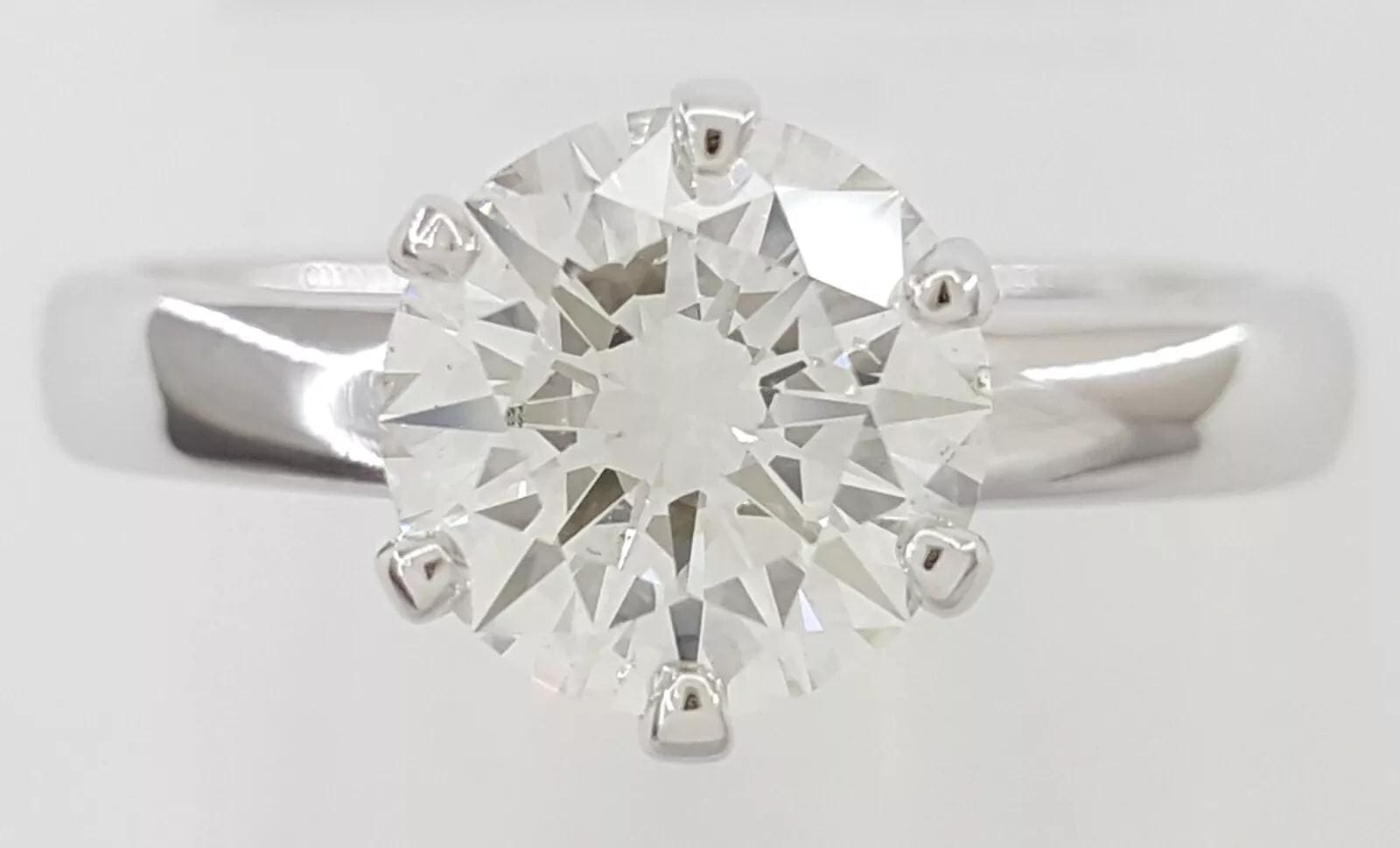 Round Diamond Solitaire Engagement Ring 1.51 ct 3EX Cut Platinum