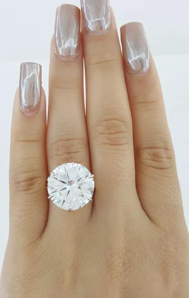 Round Brilliant Cut Diamond Solitaire Engagement Ring 12.3 ct Plat 18k Rt $2.4M