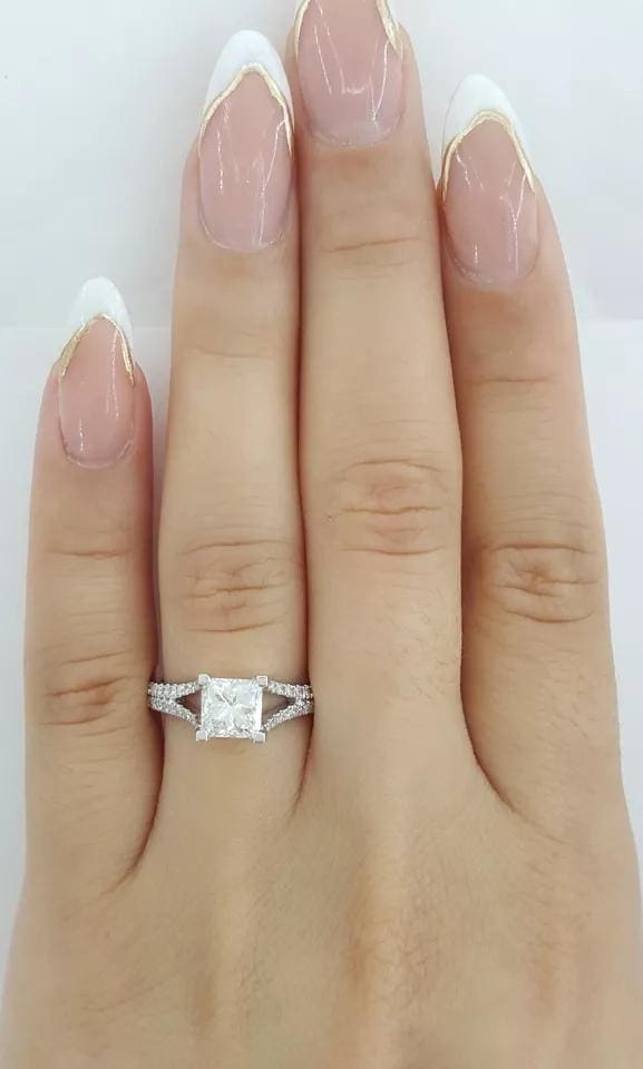 Diadori Princess Diamond Split Shank Engagement Ring 18k W Gold 1.41 ct Rt $8.5K